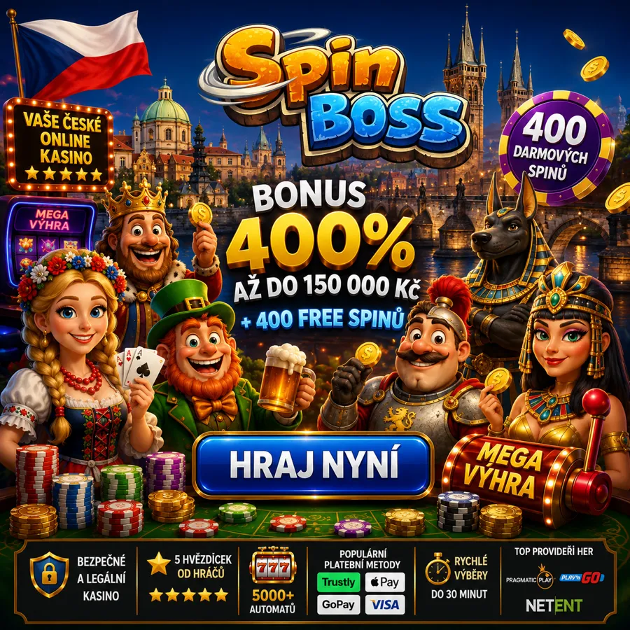 SpinBoss bonus 400 % až do 150 000 Kč + 400 free spinů